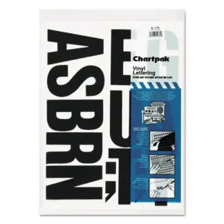 Chartpak® Press-On Vinyl Self-Adhesive Uppercase Letters, 4" Tall, Black Characters, 58/Pack