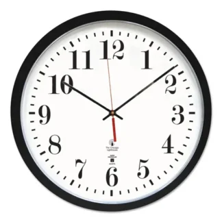 Chicago Lighthouse Black ATOMIC Contemporary Clock, 16.5" Overall Diameter, Black Case, 1 AA (sold separately)