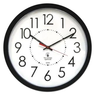 Chicago Lighthouse Electric Contemporary Clock, Black Case, AC Powered