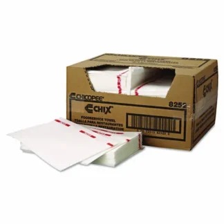 Chix® Food Service Towels, Cotton, 13" x 21", White/Red - 150 Towels/Carton