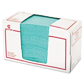Chix® Wet Wipes, 14" x 21", White/Green, 100 Towels/Pack, 9 Packs/Carton