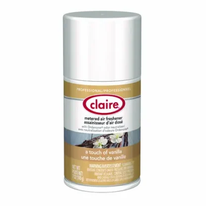 Claire® Metered Air Freshener, Vanilla Scent, 7 oz Aerosol Spray, 12/Carton