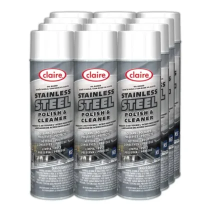 Claire® Stainless Steel Polish and Cleaner, Lemon Scent, 15 oz Aerosol Spray