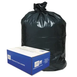 Classic Linear Low-Density Can Liners, 56 gal, 0.9 mil, 43" x 47", Black - 100 Bags (10 Rolls of 10)