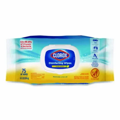 Clorox® Disinfecting Cleaning Wipes, Flex Pack, Lemon Scent, White, 75 Towels/Box