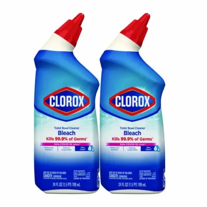 Clorox® Disinfecting Toilet Bowl Cleaner with Bleach, Rain Clean Scent, 24 oz, 2 Pack