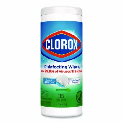 Clorox® Disinfecting Wipes, Bleach Free, Fresh Scent, 35 Wipes/Canister, 7" x 8"