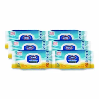 Clorox® Disinfecting Wipes, Lemon Scent, 75 Wipes/Pack, 6 Packs/Carton