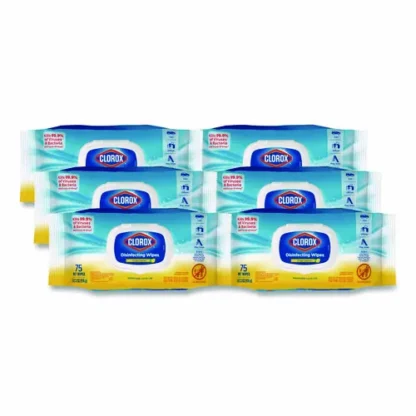 Clorox® Disinfecting Wipes, Lemon Scent, 75 Wipes/Pack, 6 Packs/Carton