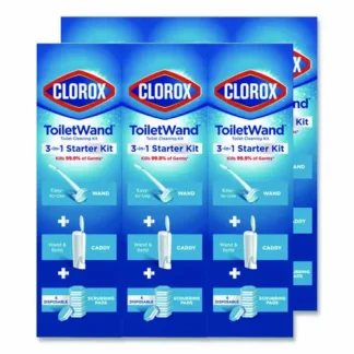Clorox® ToiletWand Disposable Toilet Cleaning System, Handle, Caddy & Refills, White, 6/Carton