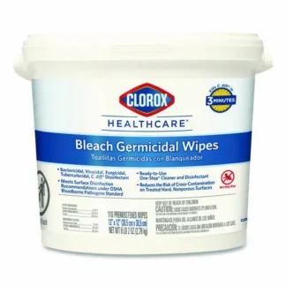 Clorox Healthcare® Bleach Germicidal Wipes, Unscented, White, 110 Wipes/Bucket