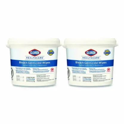 Clorox Healthcare® Bleach Germicidal Wipes, Unscented, White, 110 Wipes/Bucket, 2 Buckets/Carton