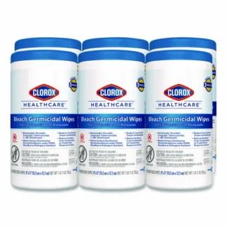 Clorox Healthcare® Bleach Germicidal Wipes, Unscented, White, 150 Wipes/Canister, 6 Canisters/Carton