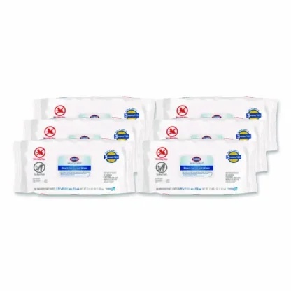 Clorox Healthcare® Bleach Germicidal Disinfectant Wipes, Unscented, 6.75" x 9", 100 Wipes/Flex-Pack, 6 Packs/Carton