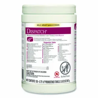 Clorox Healthcare® Dispatch Hospital Cleaner Disinfectant Towels with Bleach, Unscented, White, 150/Canister