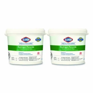Clorox Healthcare® Hydrogen Peroxide Cleaner Disinfectant Wipes, 185 Wipes/Bucket, 2 Buckets/Carton, 12" x 11", Unscented, White
