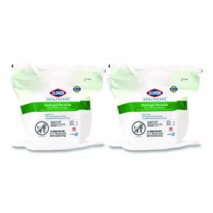 Clorox Healthcare® Hydrogen Peroxide Cleaner Disinfectant Wipes, Unscented, White, 185 Wipes/Pack, 2 Packs/Carton