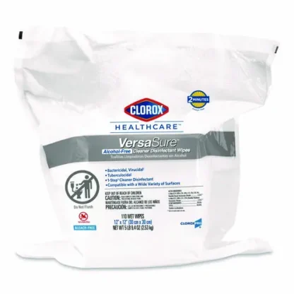 Clorox Healthcare® VersaSure Cleaner Disinfectant Wipes, Refill, 1-Ply, 12" x 10", Fragranced, White, 110/Pouch