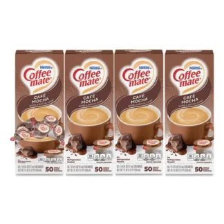 Coffee mate® Liquid Coffee Creamer, Cafe Mocha, 0.38 oz Mini Cups, 50/Box, 4 Boxes/Carton