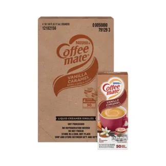 Coffee mate® Liquid Coffee Creamer, Vanilla Caramel, 0.38 oz Mini Cups, 50/Box