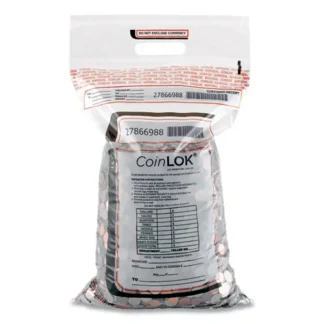 CoinLOK™ Coin Bag, Plastic, Clear, 50/Pack