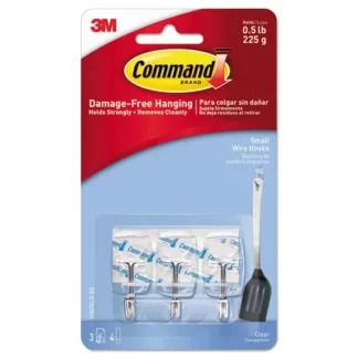 Command™ Clear Hooks and Strips, Small, 0.5 lb Capacity, 3 Hooks and 4 Strips/Pack