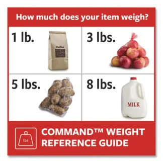 Command™ General Purpose Wire Hooks, Large, Metal, White, 5 lb Capacity, 3 Hooks and 8 Strips/Pack