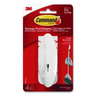 Command™ Large Wire Hook, Metal/Plastic, White, Supports 5 lbs