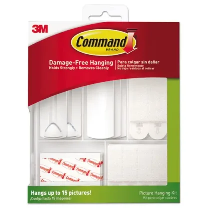 Command™ Picture Hanging Kit, Assorted Sizes, 38 Pieces/Pack, White/Clear