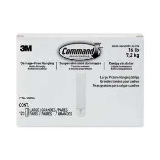 Command™ Picture Hanging Strips, Large, Removable, White, 120 Pairs/Pack