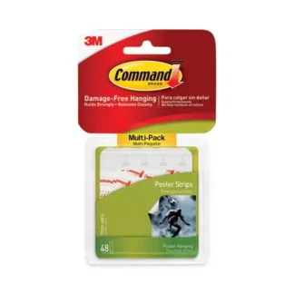 Command™ Poster Strips Value Pack, Removable, Holds Up to 1 lb, 0.63 x 1.75, White, 48/Pack