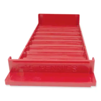 CONTROLTEK® Stackable Plastic Coin Tray, Pennies, Red, 2/Pack