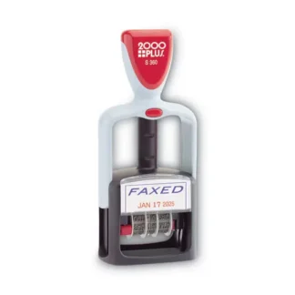 COSCO 2000PLUS® Model S 360 Two-Color Message Dater, "Faxed", Self-Inking, Blue/Red