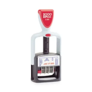 COSCO 2000PLUS® Model S 360 Two-Color Message Dater, "Paid," Self-Inking, Blue/Red, 1.75" x 1"