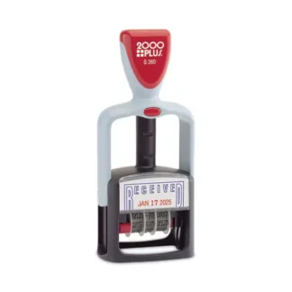 COSCO 2000PLUS® Model S 360 Two-Color Message Dater, 1.75 x 1, "Received", Self-Inking, Blue/Red
