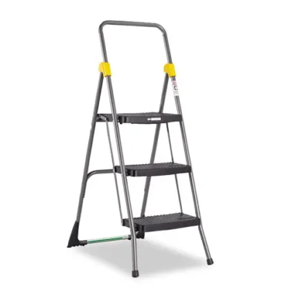 Cosco® Commercial 3-Step Folding Stool, 300 lb Capacity, Gray