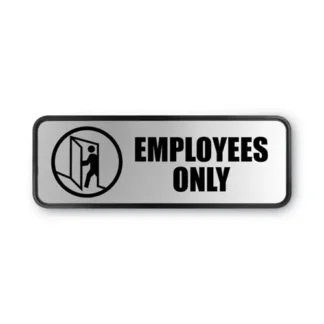 COSCO Brushed Metal Office Sign, Employees Only, 9 x 3, Silver