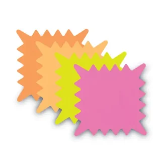 COSCO Die Cut Paper Signs, 5.25 x 5.25, Square, Assorted Colors, Pack of 48 Each