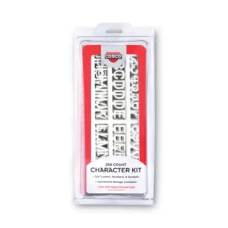 COSCO Message/Business Sign Character Kit with Letters, Numbers and Symbols, 0.75" Tall, White Characters, 258 Pieces
