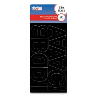 COSCO Peel-and-Stick Indoor/Outdoor Letters, Numbers and Symbols, 2" Tall, Black Characters, 133 Pieces