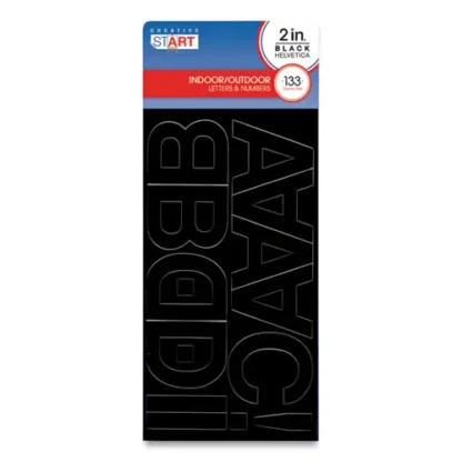 COSCO Peel-and-Stick Indoor/Outdoor Letters, Numbers and Symbols, 2" Tall, Black Characters, 133 Pieces