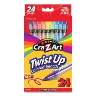 Cra-Z-Art® Twist Up Colored Pencils, 24 Assorted Colors, Clear Barrel, 24/Set