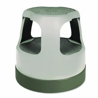 Cramer® Scooter Stool, Round, 2-Step, Step and Lock Wheels, 300 lb Capacity, 15" Working Height, Gray