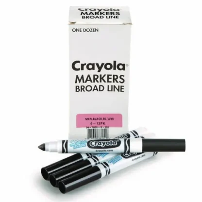 Crayola® Broad Line Washable Markers, Broad Bullet Tip, Black, 12/Box