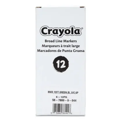 Crayola® Broad Line Washable Markers, Broad Bullet Tip, Green, 12/Box
