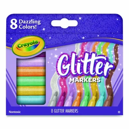Crayola® Glitter Markers, Medium Bullet Tip, Assorted Colors, 8/Set