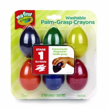 Crayola® My First Washable Palm Grasp Crayons, Assorted Colors, 6/Pack