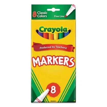 Crayola® Non-Washable Marker, Fine Bullet Tip, Assorted Classic Colors, 8/Pack