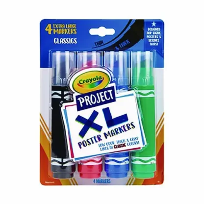 Crayola® XL Poster Markers, Thin/Thick Chisel Tip, Assorted Classic Colors, 4/Pack