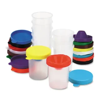 Creativity Street® No-Spill Paint Cups, Assorted Color Lids, Clear Cups, 10/Set
